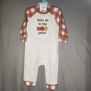 Take me to the patch 6-9 Month Long Sleeve Romper. Fall Pumpkin Patch